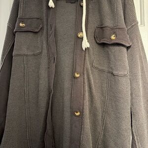 Women’s Gray Waffle Knit Jacket